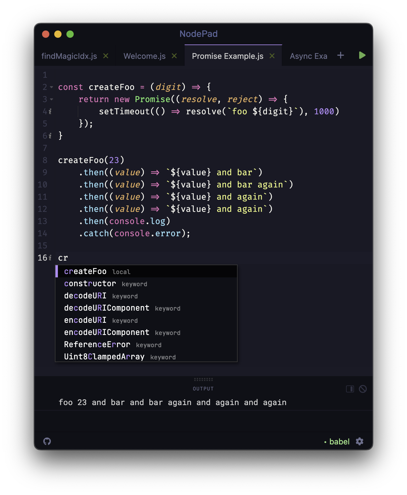 NodePad editor preview